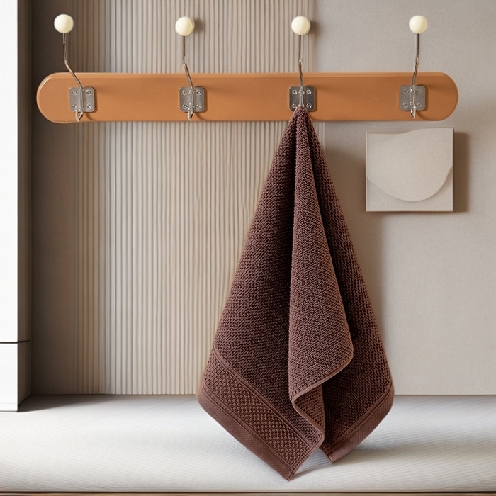 91家纺网 家纺一手货源 找家纺 彩虹毛巾 2025新款全棉纯棉都市蜂巢五星酒店风亲肤加厚吸水纯棉毛巾浴巾套装 都市蜂巢-深咖 毛巾三色装