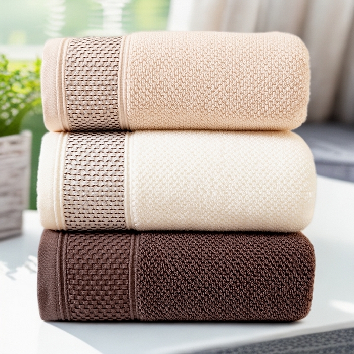 91家纺网 家纺一手货源 找家纺 彩虹毛巾 2025新款全棉纯棉都市蜂巢五星酒店风亲肤加厚吸水纯棉毛巾浴巾套装 都市蜂巢组合图仅供参考 毛巾三色装