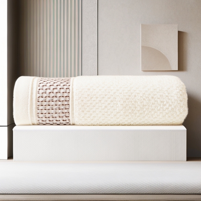 彩虹毛巾 2025新款全棉纯棉都市蜂巢五星酒店风亲肤加厚吸水纯棉毛巾浴巾套装 都市蜂巢-乳白 毛巾浴巾套装