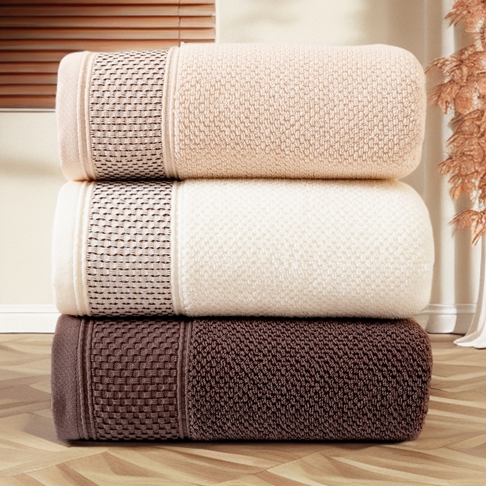 91家纺网 家纺一手货源 找家纺 彩虹毛巾 2025新款全棉纯棉都市蜂巢五星酒店风亲肤加厚吸水纯棉毛巾浴巾套装 都市蜂巢组合图仅供参考 毛巾三色装