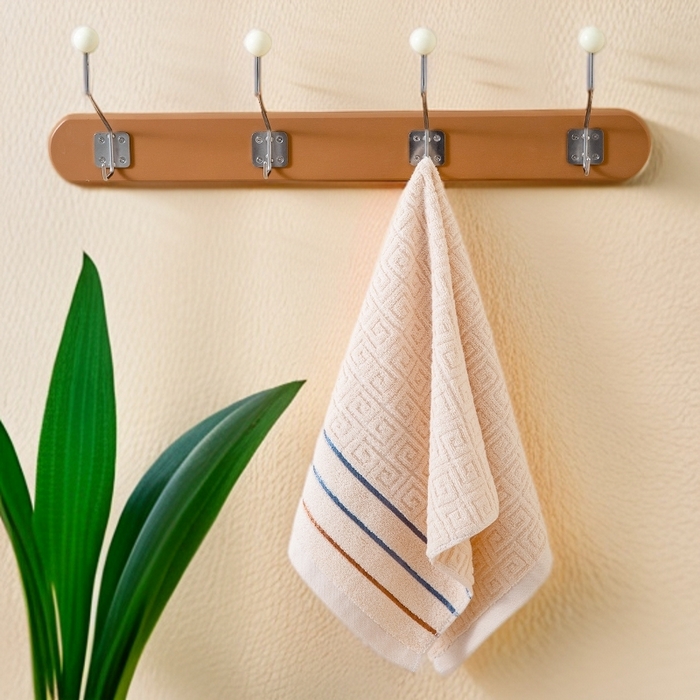 91家纺网 家纺一手货源 找家纺 彩虹毛巾 2025新款全棉纯棉毛巾浴巾套装长城格缎带款毛巾浴巾套装跨境热销毛巾外贸纯棉浴巾 长城格缎带-驼色 70x140cm浴巾/条