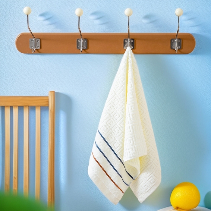 91家纺网 家纺一手货源 找家纺 彩虹毛巾 2025新款全棉纯棉毛巾浴巾套装长城格缎带款毛巾浴巾套装跨境热销毛巾外贸纯棉浴巾 长城格缎带-米白色 34x75cm毛巾/条