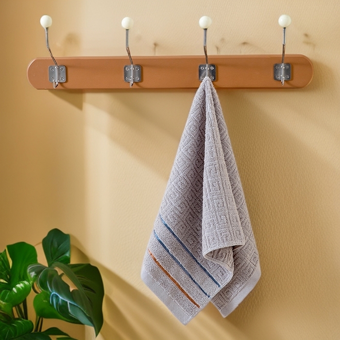 91家纺网 家纺一手货源 找家纺 彩虹毛巾 2025新款全棉纯棉毛巾浴巾套装长城格缎带款毛巾浴巾套装跨境热销毛巾外贸纯棉浴巾 长城格缎带-灰色 70x140cm浴巾/条