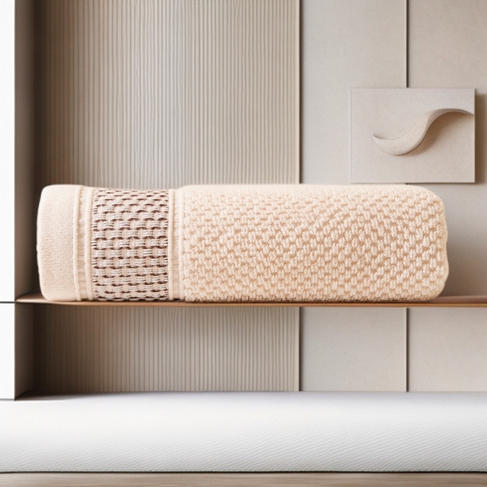 91家纺网 家纺一手货源 找家纺 彩虹毛巾 2025新款全棉纯棉都市蜂巢五星酒店风亲肤加厚吸水纯棉毛巾浴巾套装 都市蜂巢-浅棕 毛巾三色装