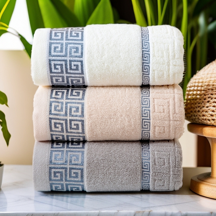 彩虹毛巾 2025新款全棉纯棉毛巾浴巾套装长城格缎带款毛巾浴巾套装跨境热销毛巾外贸纯棉浴巾 长城格缎带-组合图仅供参考 毛巾浴巾套装