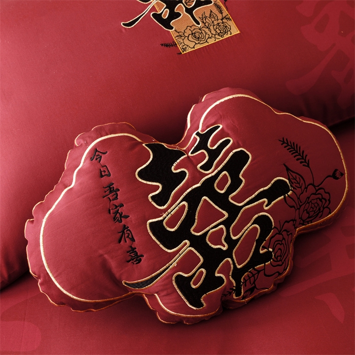 91家纺网 家纺一手货源 找家纺 宏羽纺家纺 2025新款100s全棉纯棉贡缎司马棉法式刺绣花边四件套墨韵喜缘