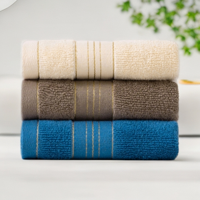 91家纺网 家纺一手货源 找家纺 （总）彩虹毛巾 2025新款金丝款全棉纯棉毛巾浴巾套装素色简约毛巾纯色浴巾