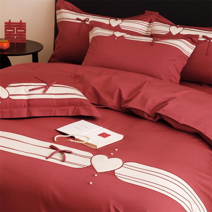 91家纺网 家纺一手货源 找家纺 宏羽纺家纺 2025新款100s全棉纯棉贡缎司马棉法式刺绣花边四件套绮梦