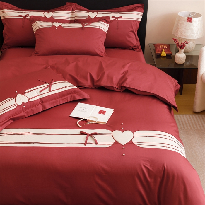 91家纺网 家纺一手货源 找家纺 宏羽纺家纺 2025新款100s全棉纯棉贡缎司马棉法式刺绣花边四件套绮梦