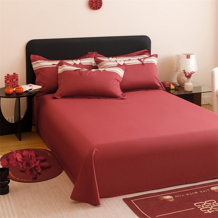 91家纺网 家纺一手货源 找家纺 宏羽纺家纺 2025新款100s全棉纯棉贡缎司马棉法式刺绣花边四件套绮梦