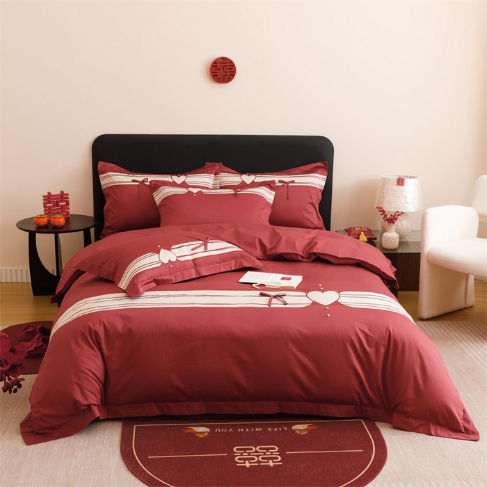 宏羽纺家纺 2025新款100s全棉纯棉贡缎司马棉法式刺绣花边四件套绮梦