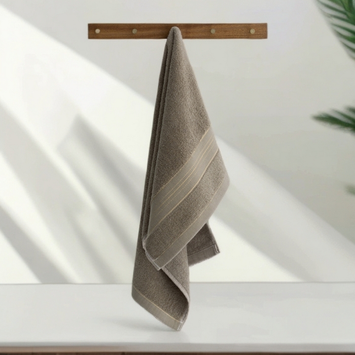 91家纺网 家纺一手货源 找家纺 彩虹毛巾 2025新款金丝款全棉纯棉毛巾浴巾套装素色简约毛巾纯色浴巾 金线款-深咖 35x75cm毛巾/条