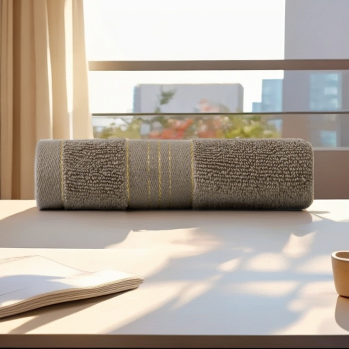 彩虹毛巾 2025新款金丝款全棉纯棉毛巾浴巾套装素色简约毛巾纯色浴巾 金线款-深咖 毛巾三条装