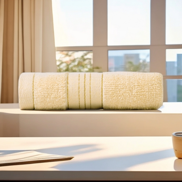 彩虹毛巾 2025新款金丝款全棉纯棉毛巾浴巾套装素色简约毛巾纯色浴巾 金线款-雅黄 70x140cm浴巾/条