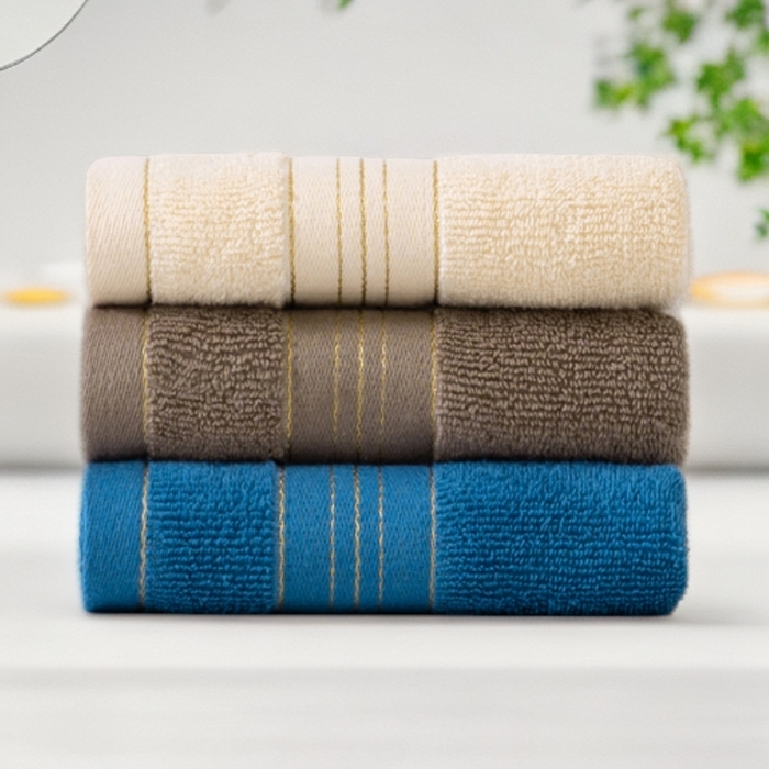 91家纺网 家纺一手货源 找家纺 彩虹毛巾 2025新款金丝款全棉纯棉毛巾浴巾套装素色简约毛巾纯色浴巾 组合图仅供参考 35x75cm毛巾/条