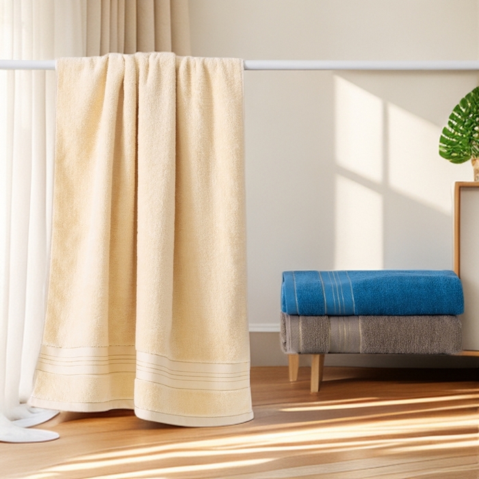 91家纺网 家纺一手货源 找家纺 彩虹毛巾 2025新款金丝款全棉纯棉毛巾浴巾套装素色简约毛巾纯色浴巾 组合图仅供参考 35x75cm毛巾/条