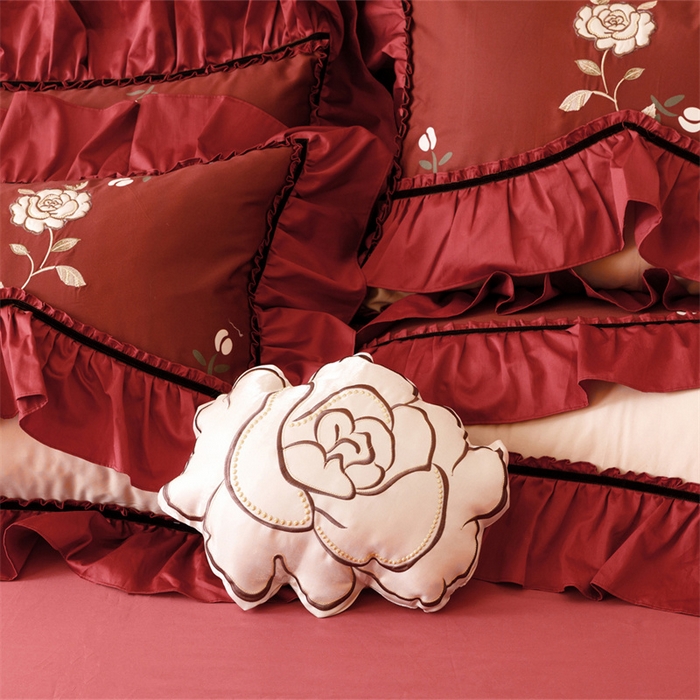 91家纺网 家纺一手货源 找家纺 宏羽纺家纺 2025新款100s全棉纯棉贡缎司马棉法式刺绣花边四件套夕颜