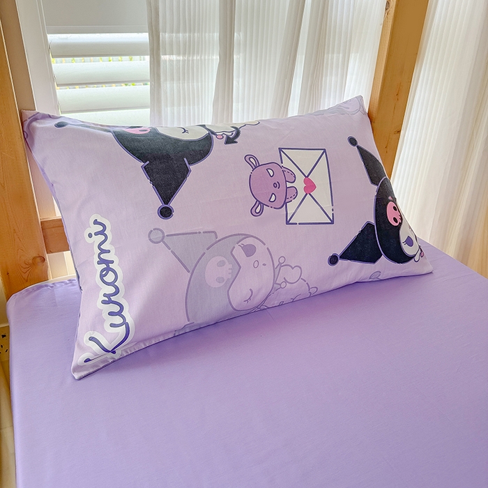 91家纺网 家纺一手货源 找家纺 玉元坊 2025新款三丽鸥全棉纯棉学生款学生宿舍上下铺三件套 库洛米