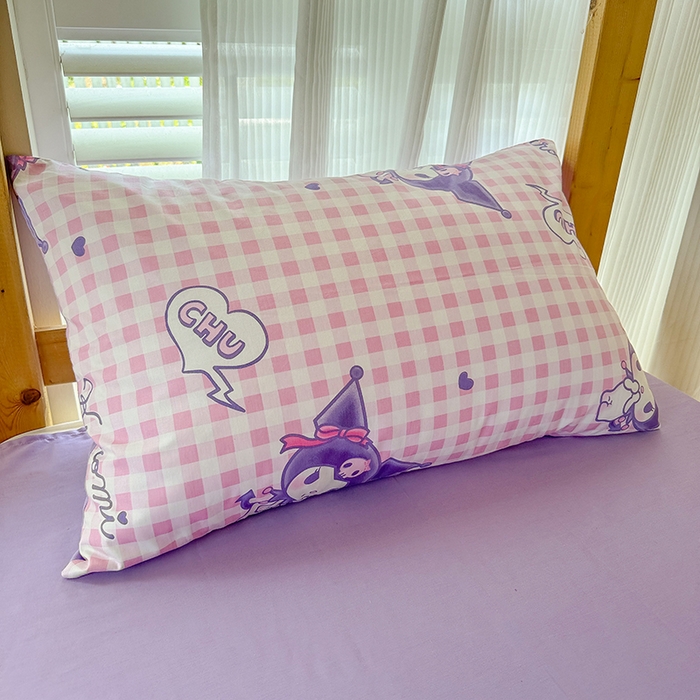 91家纺网 家纺一手货源 找家纺 玉元坊 2025新款三丽鸥全棉纯棉学生款学生宿舍上下铺三件套 库洛米之心