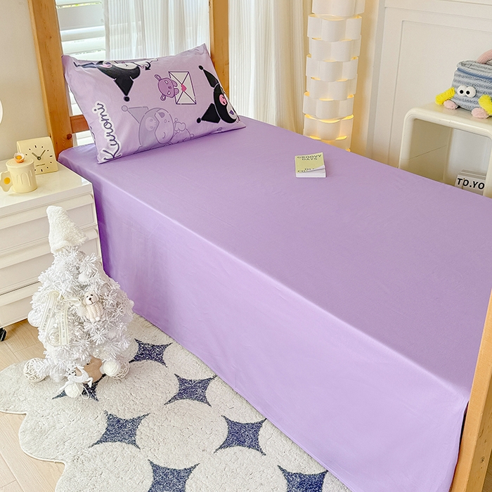 91家纺网 家纺一手货源 找家纺 玉元坊 2025新款三丽鸥全棉纯棉学生款学生宿舍上下铺三件套 库洛米