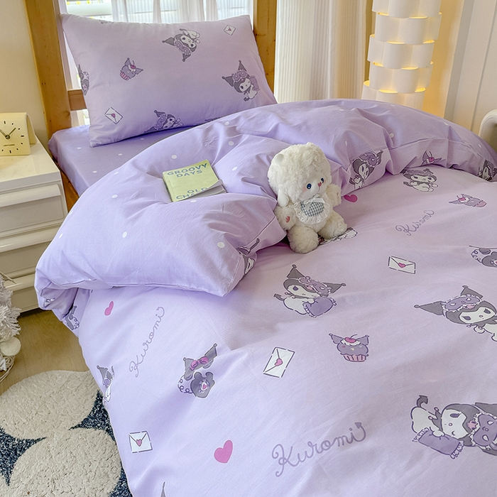 91家纺网 家纺一手货源 找家纺 玉元坊 2025新款三丽鸥全棉纯棉学生款学生宿舍上下铺三件套 库洛米宝贝