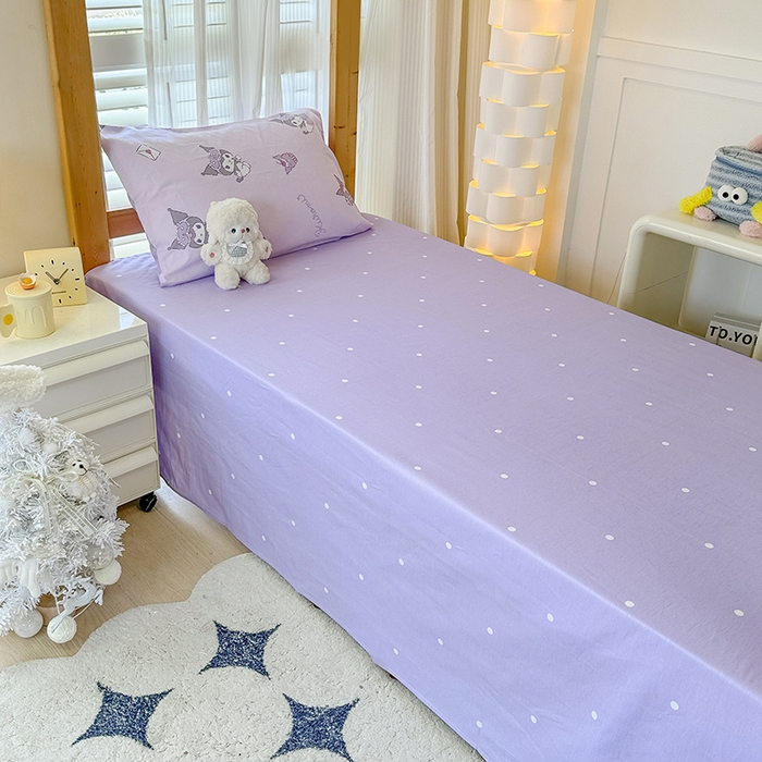 91家纺网 家纺一手货源 找家纺 玉元坊 2025新款三丽鸥全棉纯棉学生款学生宿舍上下铺三件套 库洛米宝贝