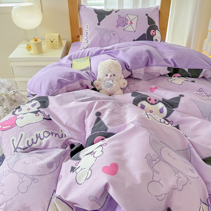 91家纺网 家纺一手货源 找家纺 玉元坊 2025新款三丽鸥全棉纯棉学生款学生宿舍上下铺三件套 库洛米