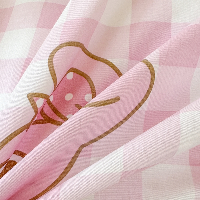 91家纺网 家纺一手货源 找家纺 玉元坊 2025新款三丽鸥全棉纯棉学生款学生宿舍上下铺三件套 粉格美乐蒂