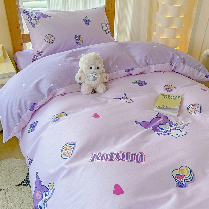 91家纺网 家纺一手货源 找家纺 玉元坊 2025新款三丽鸥全棉纯棉学生款学生宿舍上下铺三件套 甜甜库洛米