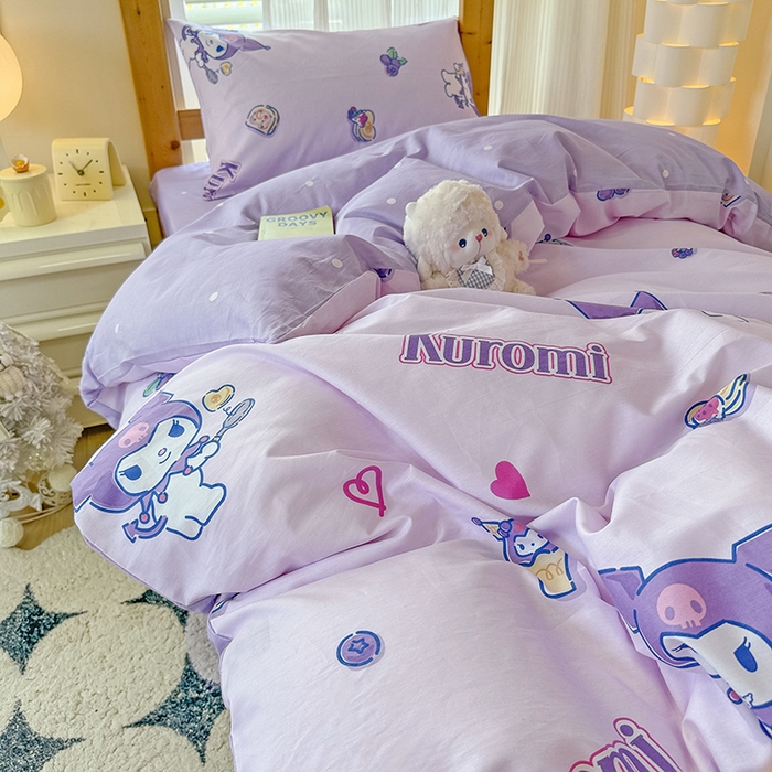 91家纺网 家纺一手货源 找家纺 玉元坊 2025新款三丽鸥全棉纯棉学生款学生宿舍上下铺三件套 甜甜库洛米