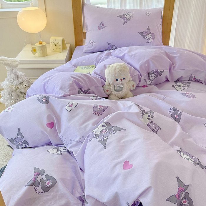 91家纺网 家纺一手货源 找家纺 玉元坊 2025新款三丽鸥全棉纯棉学生款学生宿舍上下铺三件套 库洛米宝贝