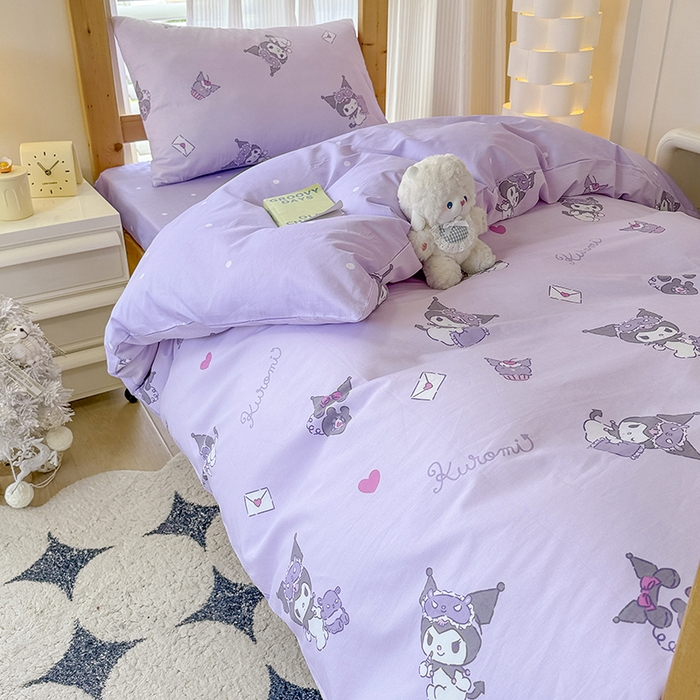 91家纺网 家纺一手货源 找家纺 玉元坊 2025新款三丽鸥全棉纯棉学生款学生宿舍上下铺三件套 库洛米宝贝