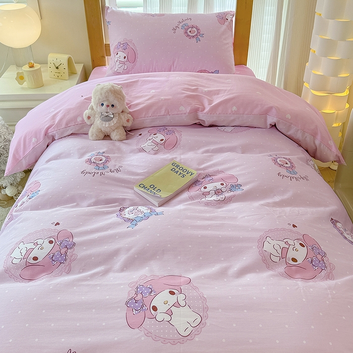 91家纺网 家纺一手货源 找家纺 玉元坊 2025新款三丽鸥全棉纯棉学生款学生宿舍上下铺三件套 小兔美乐蒂