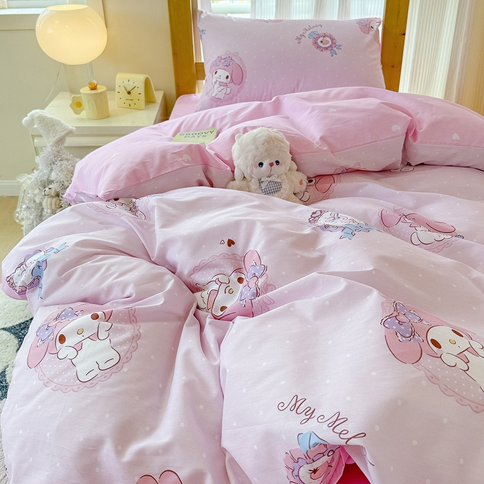 91家纺网 家纺一手货源 找家纺 玉元坊 2025新款三丽鸥全棉纯棉学生款学生宿舍上下铺三件套 小兔美乐蒂