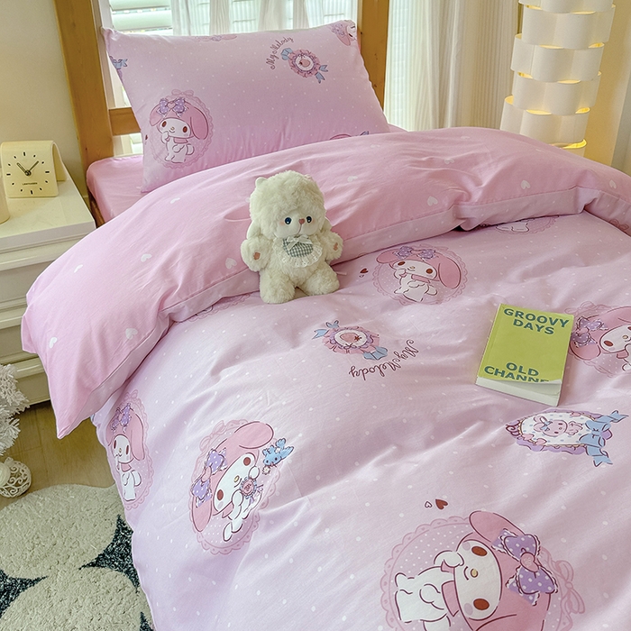 91家纺网 家纺一手货源 找家纺 玉元坊 2025新款三丽鸥全棉纯棉学生款学生宿舍上下铺三件套 小兔美乐蒂