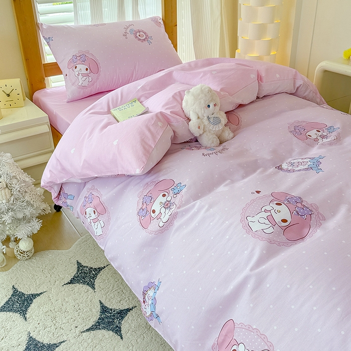 91家纺网 家纺一手货源 找家纺 玉元坊 2025新款三丽鸥全棉纯棉学生款学生宿舍上下铺三件套 小兔美乐蒂