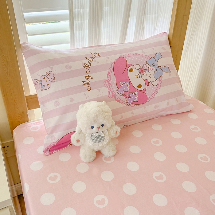 91家纺网 家纺一手货源 找家纺 玉元坊 2025新款三丽鸥全棉纯棉学生款学生宿舍上下铺三件套 甜甜美乐蒂