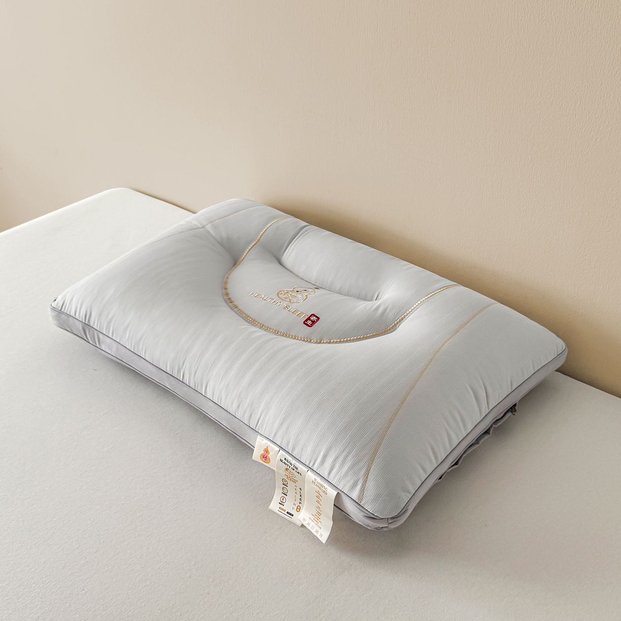 云熙枕业 2025新款福寿亲肤睡眠枕枕头枕芯单枕芯 灰色 48x74cm中枕/只
