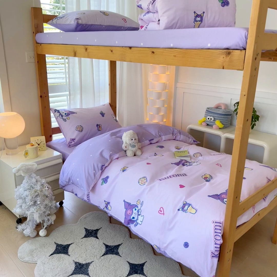 91家纺网 家纺一手货源 找家纺 玉元坊 2025新款三丽鸥全棉纯棉学生款学生宿舍上下铺三件套 甜甜库洛米