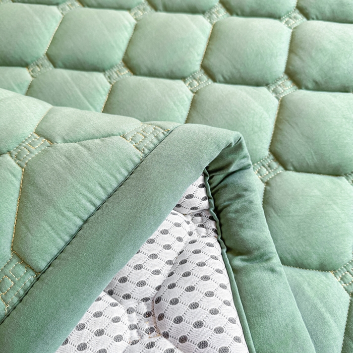 91家纺网 家纺一手货源 找家纺 梦初语 2025新款轻奢H刺绣学生宿舍上下铺床垫褥 墨绿