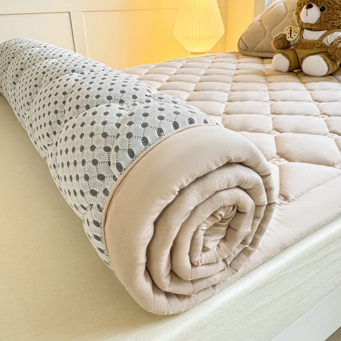 91家纺网 家纺一手货源 找家纺 梦初语 2025新款轻奢H刺绣学生宿舍上下铺床垫褥 奶咖