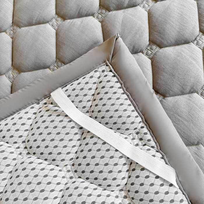 91家纺网 家纺一手货源 找家纺 梦初语 2025新款轻奢H刺绣学生宿舍上下铺床垫褥 深灰