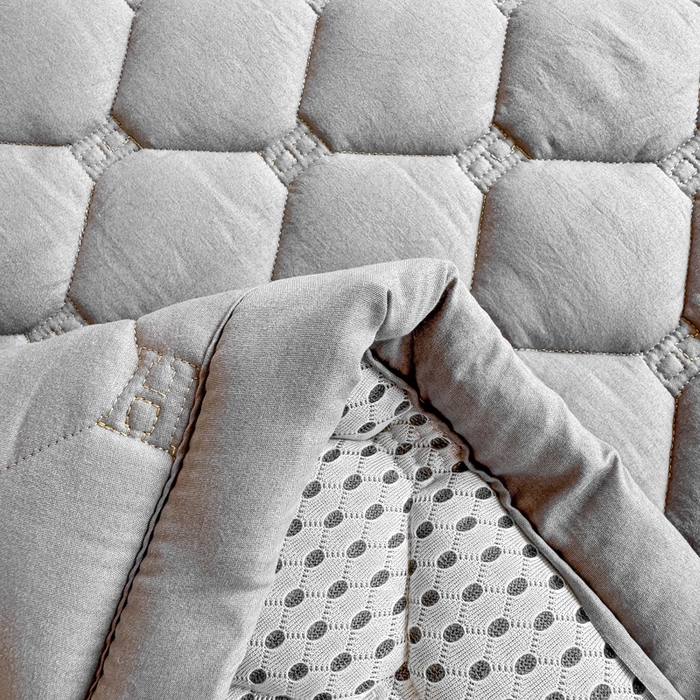 91家纺网 家纺一手货源 找家纺 梦初语 2025新款轻奢H刺绣学生宿舍上下铺床垫褥 深灰