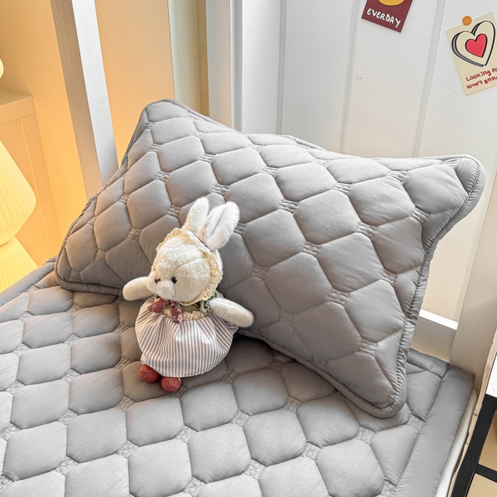 91家纺网 家纺一手货源 找家纺 梦初语 2025新款轻奢H刺绣学生宿舍上下铺床垫褥 深灰