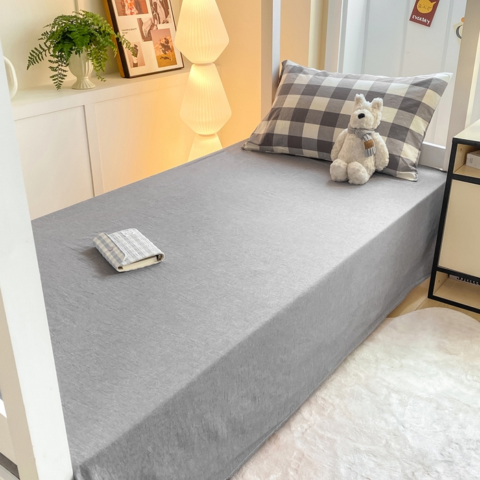 91家纺网 家纺一手货源 找家纺 （总）梦初语 2025新款A类水洗棉超柔格子系列学生宿舍上下铺三件套套件