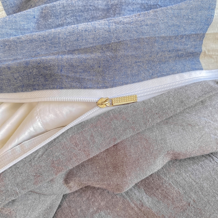 91家纺网 家纺一手货源 找家纺 梦初语 2025新款A类水洗棉超柔格子系列学生宿舍上下铺三件套套件 蓝大格