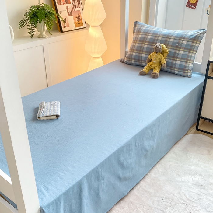 91家纺网 家纺一手货源 找家纺 梦初语 2025新款A类水洗棉超柔格子系列学生宿舍上下铺三件套套件 绅士格