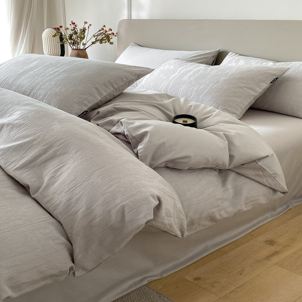 （总）禾时 2025新款A类60支加厚长绒棉全棉纯棉立体提花轻奢四件套