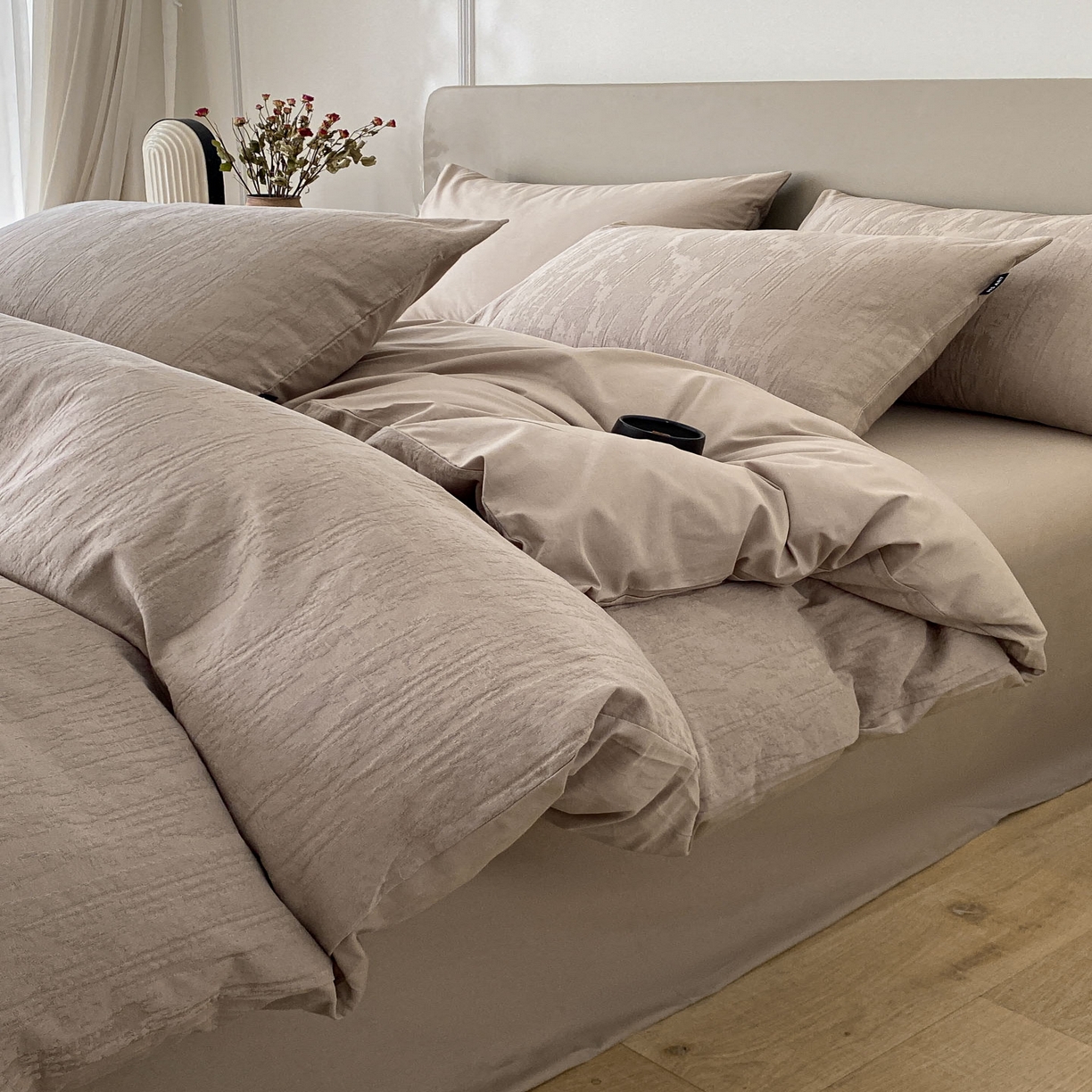 91家纺网 家纺一手货源 找家纺 （总）禾时 2025新款A类60支加厚长绒棉全棉纯棉立体提花轻奢四件套