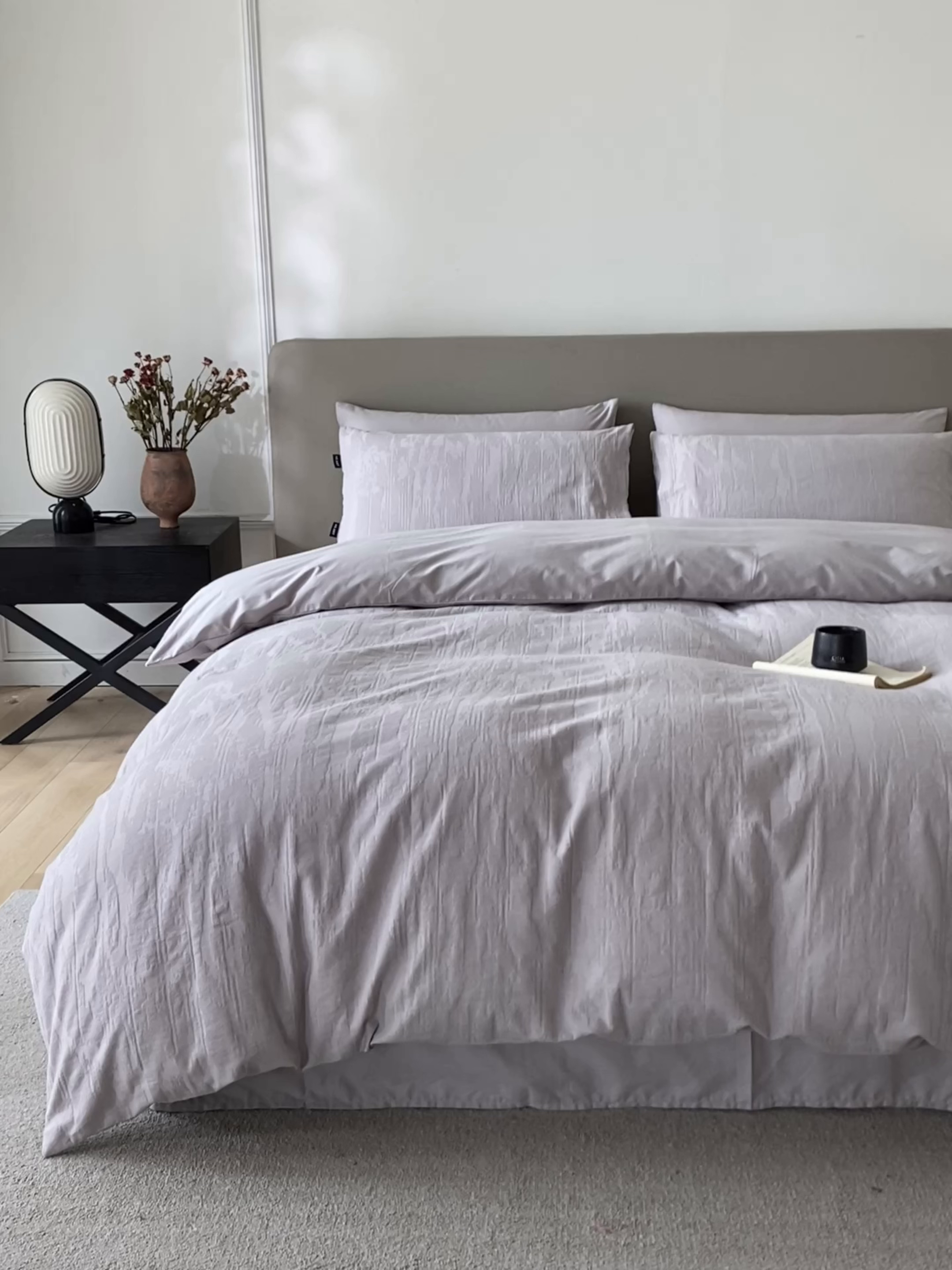 91家纺网 家纺一手货源 找家纺 禾时 2025新款A类60支加厚长绒棉全棉纯棉立体提花轻奢四件套 巴洛克（灰）